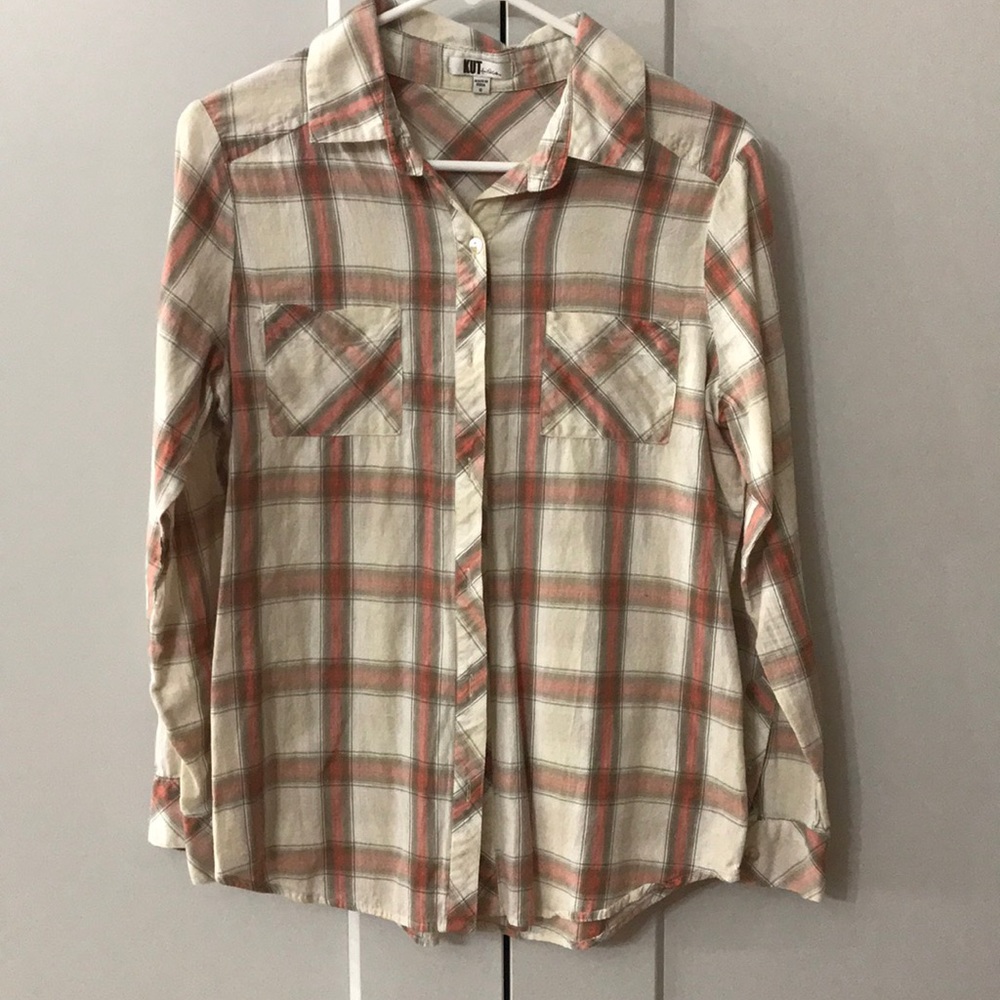 Kut from the Kloth button up plaid blouse